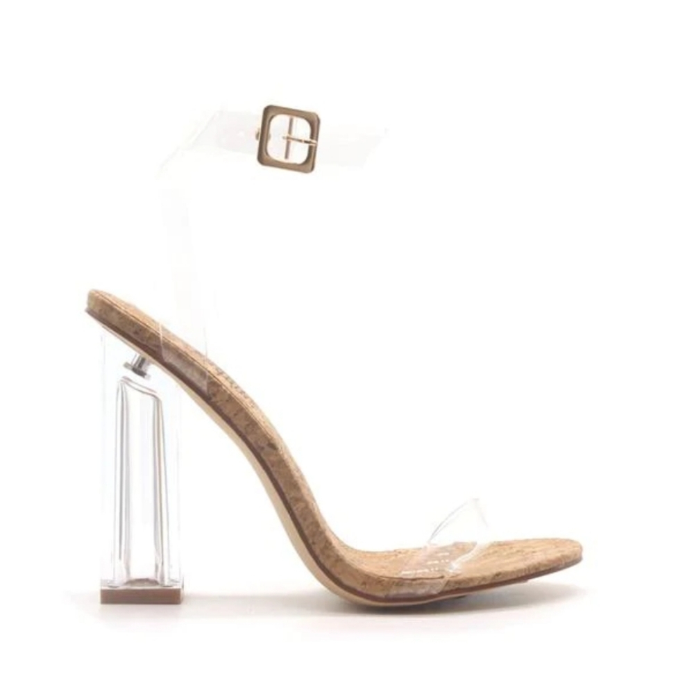 Cape Robbin Clear Square Heel Nude Sandal Cinderella Fairy Size 8 - Picture 3 of 8